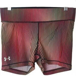 Under Armour Womens  Compression Shorts Md Striped Colorful Athletic Bike Volley